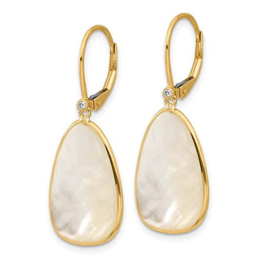 Herco 14K Polished Mother of Pearl Leverback Dangle Earrings