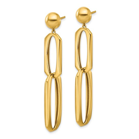 Herco 14K Polished Fancy Oval Link Post Dangle Earrings