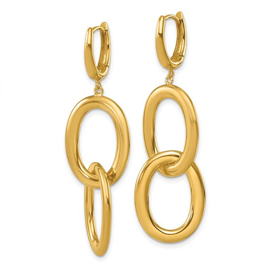 Herco 18K Polished Double Oval Huggie Hoop Dangle Earrings