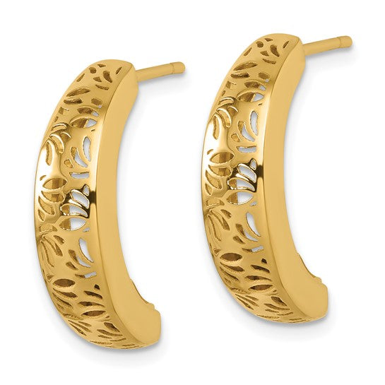 Herco 18K Polished and Filigree Curved Post Earrings