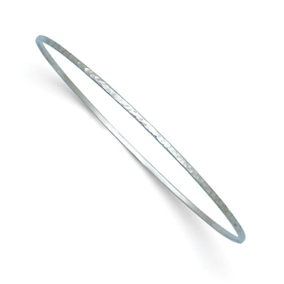 Herco 18K White Gold Solid Hammered 1.5mm Slip-on Bangle