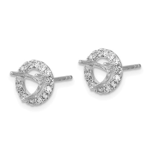Herco 18K White Gold Diamond Semi-mount Stud Earrings