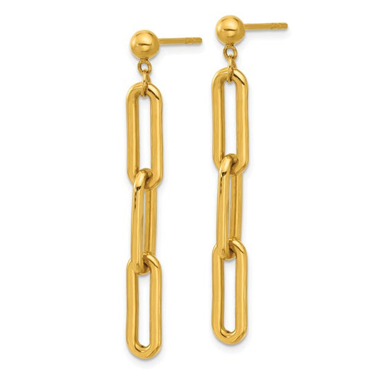 Herco 24K Polished Paperclip Link with Au900 Back and Post Dangle Earrings