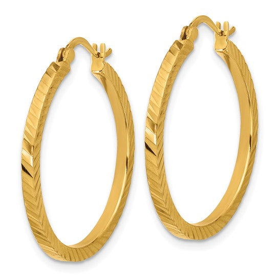 Herco 24K Polished and Dia-cut 1.9 x 26.5mm with 18k Post Hoop Earrings
