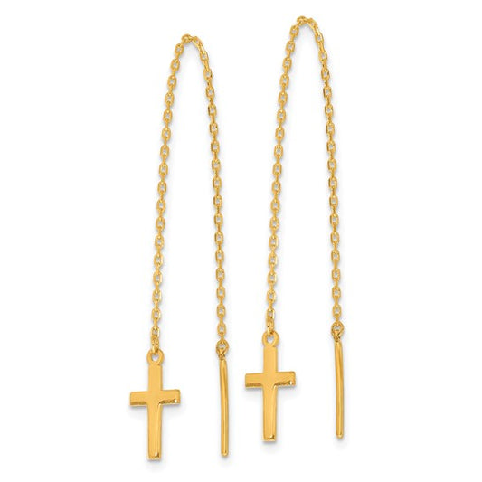 Herco 24K Polished Latin Cross Threader Earrings