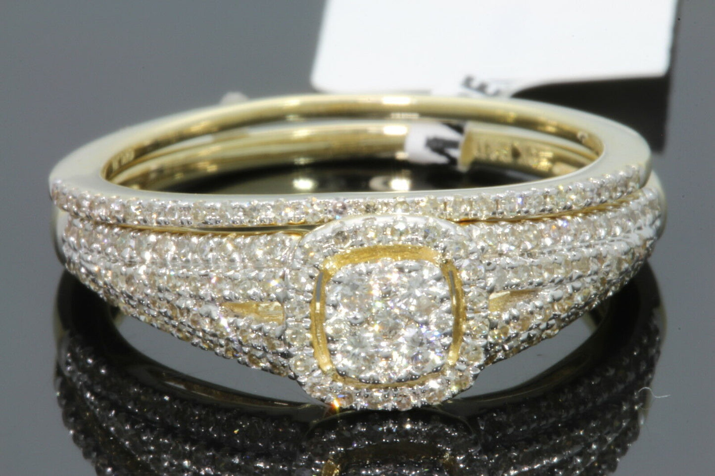10K YELLOW GOLD .60 CARAT WOMENS REAL DIAMOND ENGAGEMENT RING WEDDING BAND SET