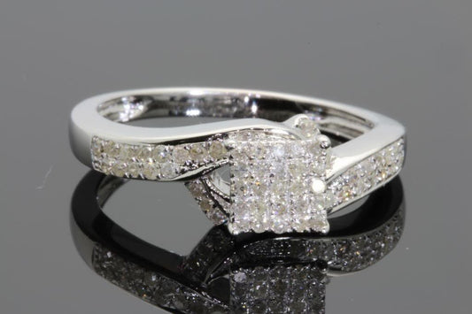 .40 CARAT WOMENS STERLING SILVER REAL DIAMOND ENGAGEMENT BRIDAL WEDDING RING