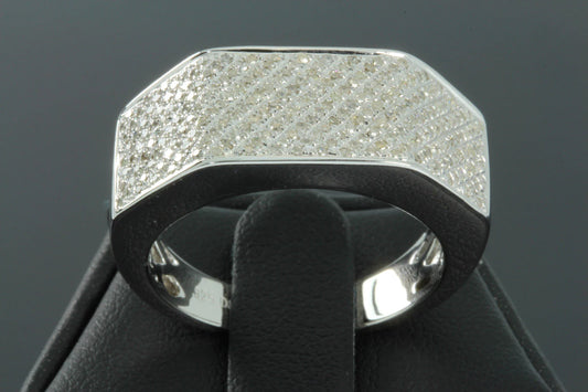 .75 CARAT MENS STERLING SILVER RHODIUM GENUINE DIAMOND ENGAGEMENT WEDDING PINKY RING