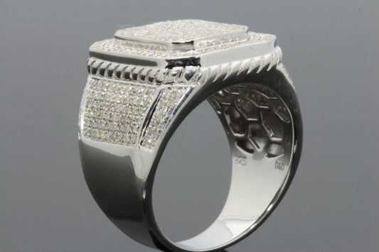 1.75 CARAT GENUINE DIAMONDS MENS STERLING SILVER ENGAGEMENT DIAMOND RING PINKY