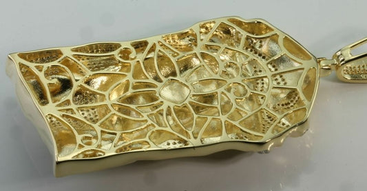 2.50 CARAT 3.5" STERLING SILVER YELLOW GOLD DIAMOND JESUS FACE HEAD CROSS CHARM PENDANT