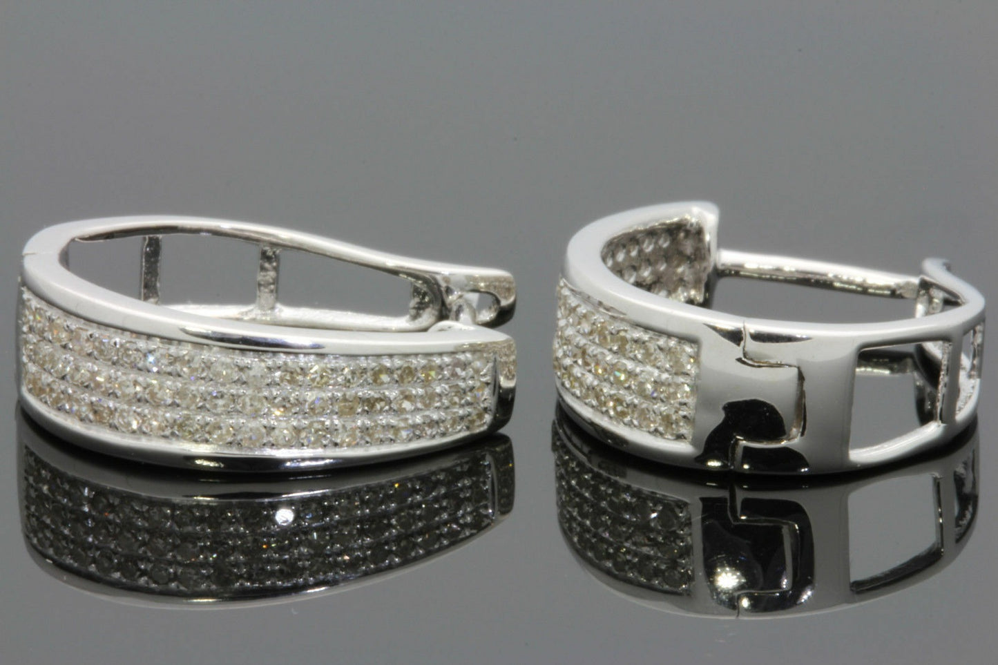 .50 CARAT REAL DIAMONDS STERLING SILVER RHODIUM PLATING HOOPS EARRINGS HUGGIE STUDS