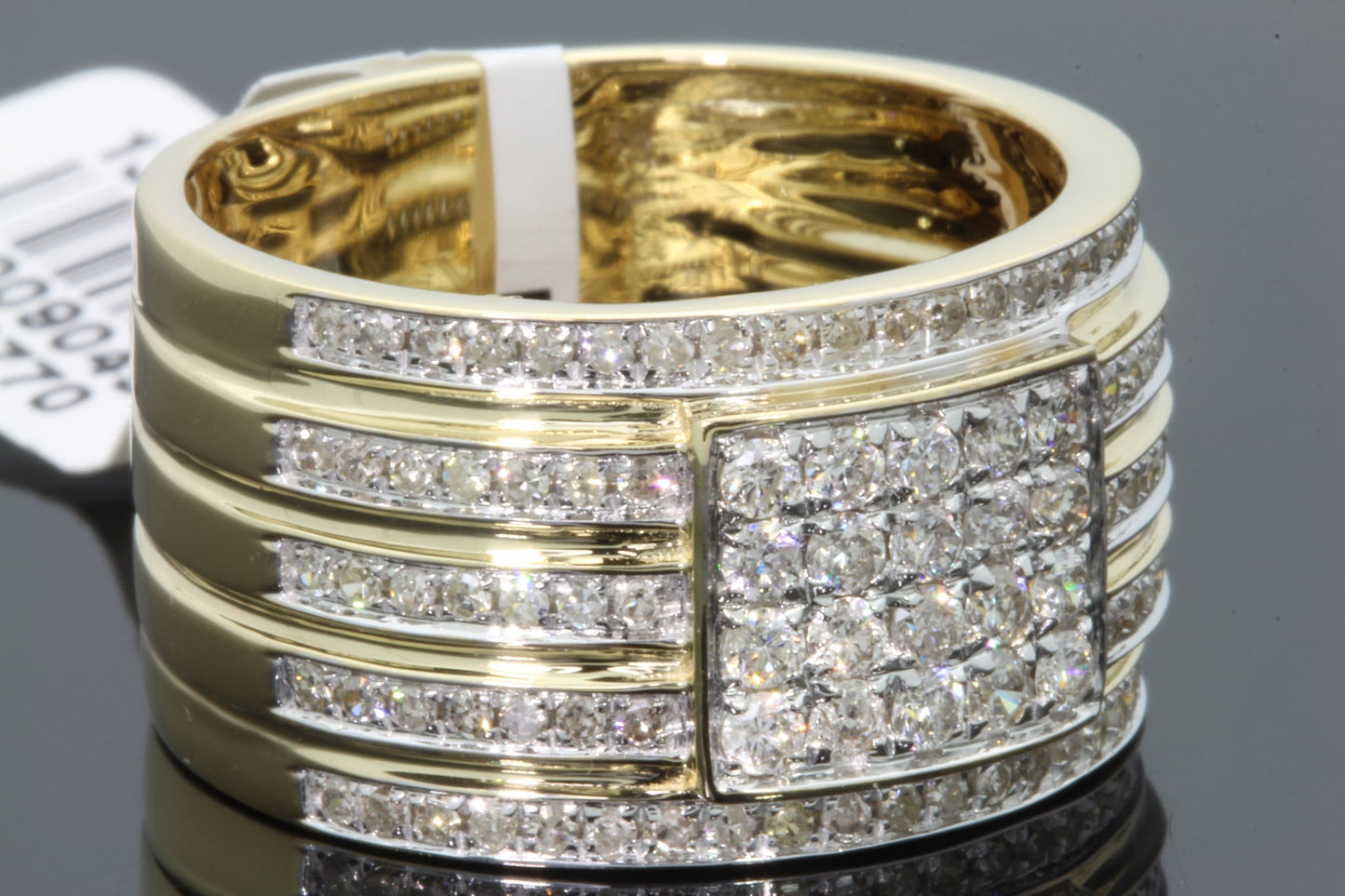 10K YELLOW GOLD 1.25 CARAT 13 MM MENS REAL DIAMOND ENGAGEMENT WEDDING PINKY RING BAND