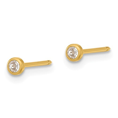 Inverness Stainless Steel 24K GP Crystal Bezel Post Earrings