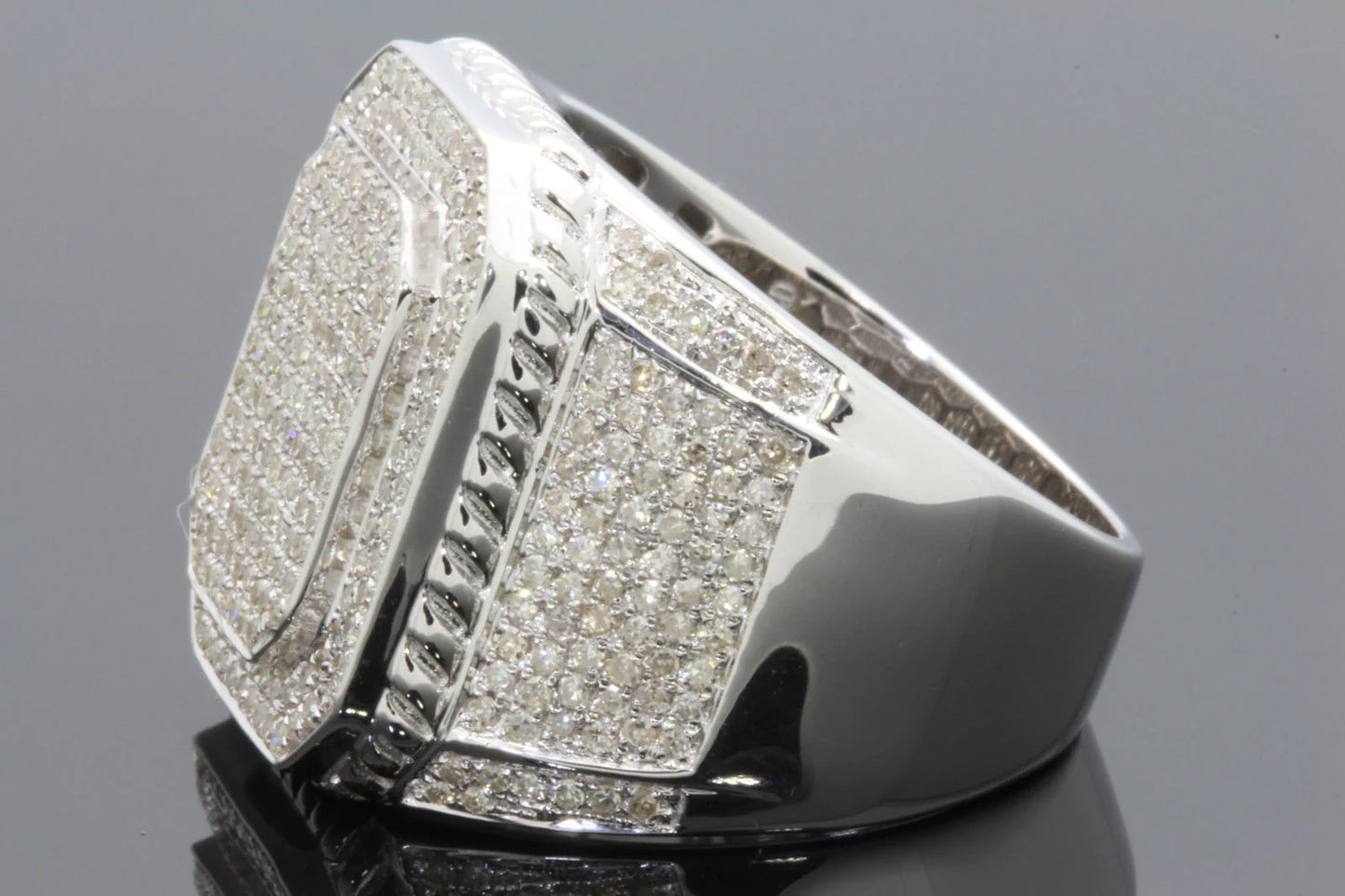 1.75 CARAT GENUINE DIAMONDS MENS STERLING SILVER ENGAGEMENT DIAMOND RING PINKY