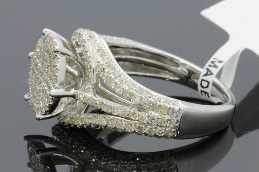 1.25 CARAT REAL GENUINE DIAMONDS WOMENS STERLING SILVER RHODIUM ENGAGEMENT WEDDING RING