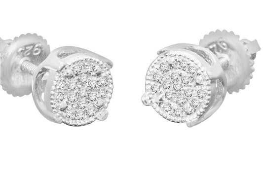 .20 CARAT REAL DIAMONDS STERLING SILVER 6 MM EARRINGS STUDS
