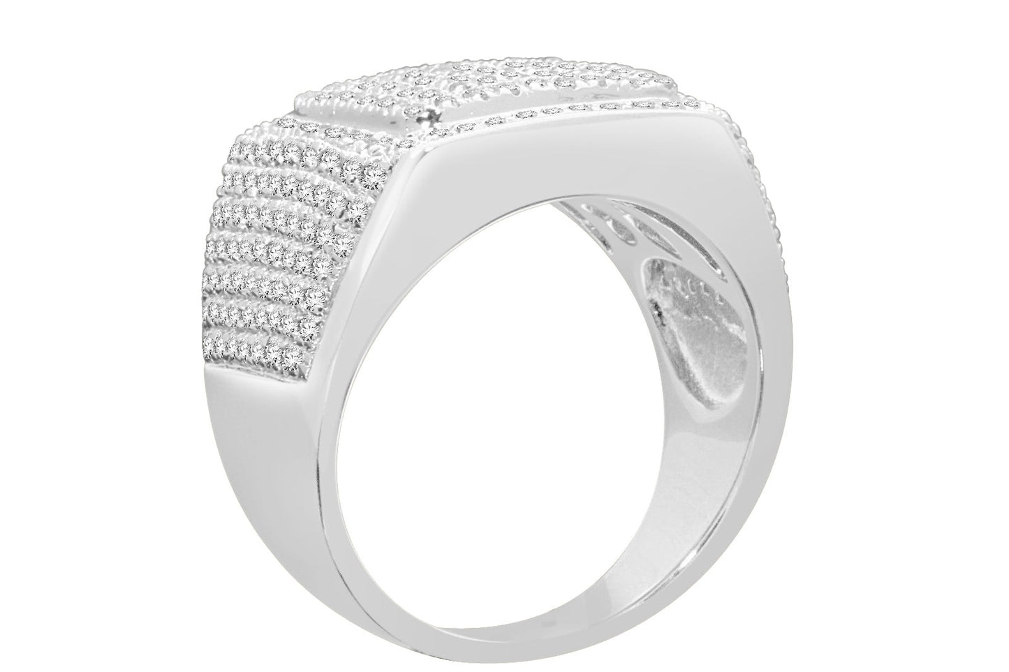 1.50 CARAT GENUINE DIAMONDS MENS STERLING SILVER ENGAGEMENT DIAMOND RING PINKY