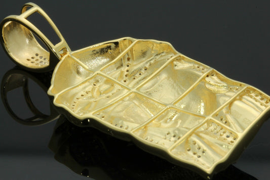 .65 CARAT NATURAL DIAMOND STERLING SILVER YELLOW GOLD PLATED 2.50 INCHES JESUS HEAD CROSS PENDANT CHARM