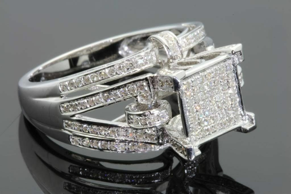 .75 CARAT DIAMOND STERLING SILVER WHITE GOLD FINISH ENGAGEMENT BRIDAL WEDDING RING
