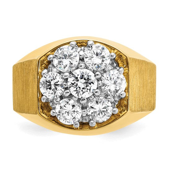 IBGoodman 14k Two-tone Men's Polished and Satin Round 1 1/5 Carat AA Quality Diamond Cluster Ring