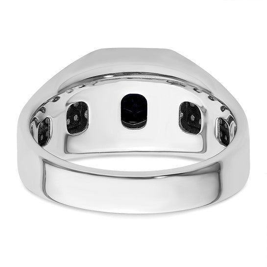 14k White Gold IBGoodman Men's Created Sapphire Complete Lab Grown Diamond