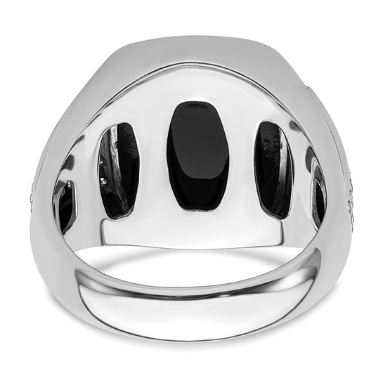 14k White Gold IBGoodman Men's Onyx Complete Lab Grown Diamond Ring