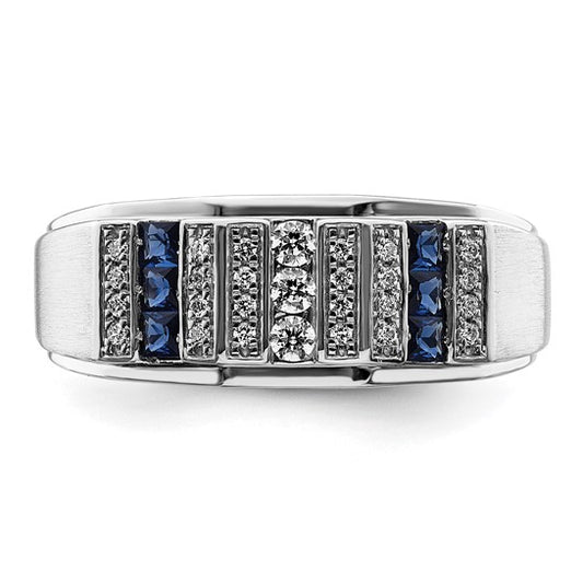 14k White Gold IBGoodman Men's Created Sapphire Complete Lab Grown Diamond