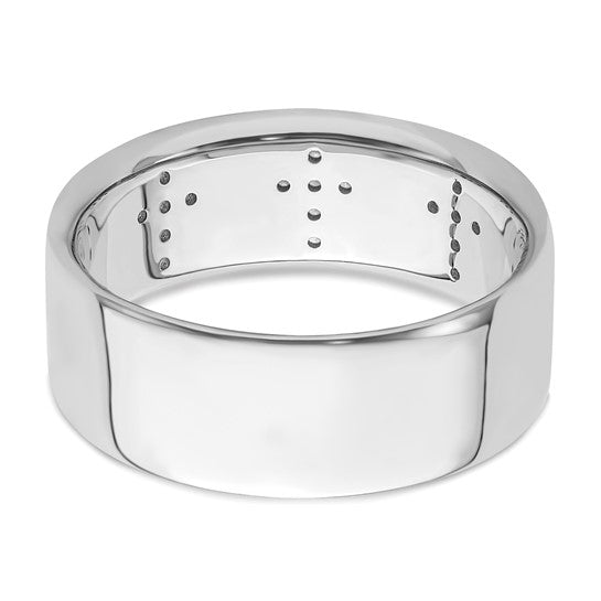 14k White Gold IBGoodman Men's Complete Lab Grown Diamond Cross Ring