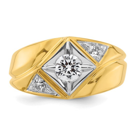 14k with Rhodium IBGoodman Men's Polished and Satin Complete Lab Grown Diamond