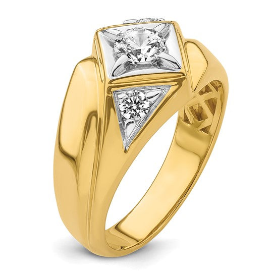 14k with Rhodium IBGoodman Men's Polished and Satin Complete Lab Grown Diamond