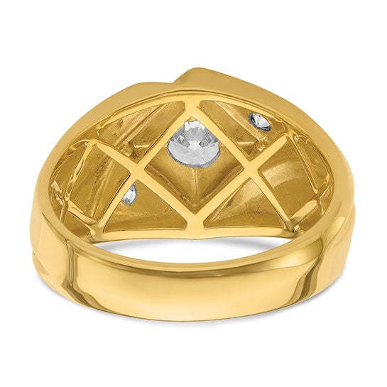 14k with Rhodium IBGoodman Men's Polished and Satin Complete Lab Grown Diamond