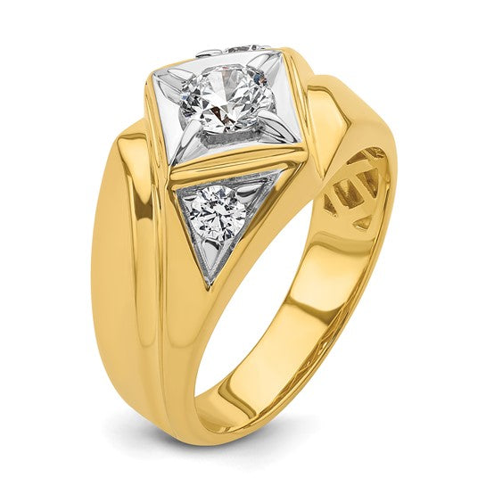 14k with Rhodium IBGoodman Men's Polished and Satin Complete Lab Grown Diamond