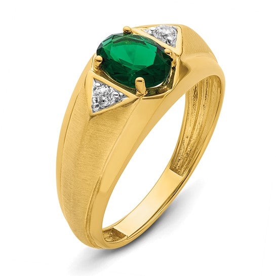 14K IBGoodman Men's Cr. Emerald Complete Lab Grown Diamond Ring