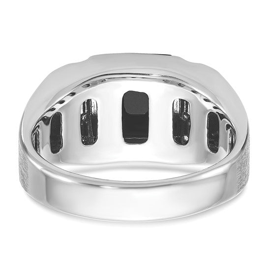14k White Gold IBGoodman Men's Satin Onyx and 1/8 carat Diamond Complete Ring