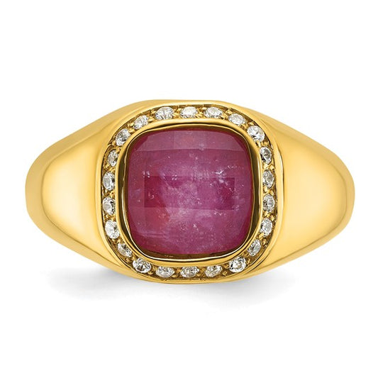 10k IBGoodman Men's Ruby Doublet Stone and Diamond Complete Ring