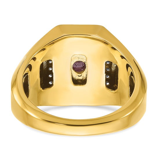 14k IBGoodman Men's Satin Ruby Doublet Stone and 1/4 carat Diamond Complete Ring