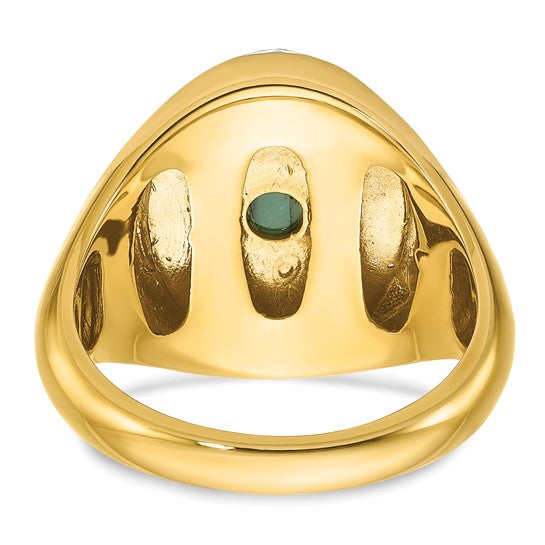 14k IBGoodman Men's Oval Emerald Doublet Stone and 1/15 carat Diamond Complete Ring