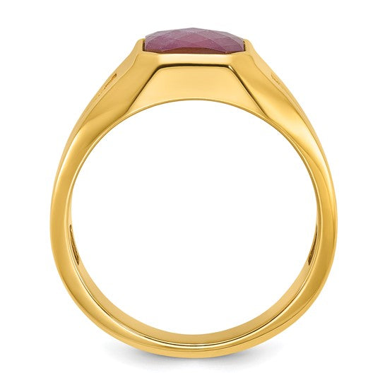 14k IBGoodman Men's Ruby Doublet Stone and 1/20 carat Diamond Complete Ring