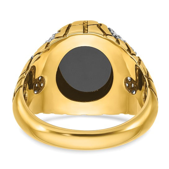 14k IBGoodman Men's Onyx and 7/8 carat Diamond Nugget Complete Ring