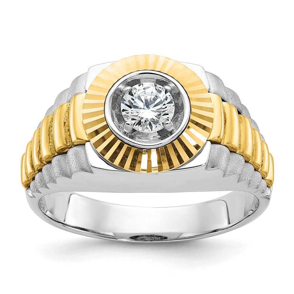 14k Two-tone IBGoodman Men's Polished Satin & Textured Ring Mounting