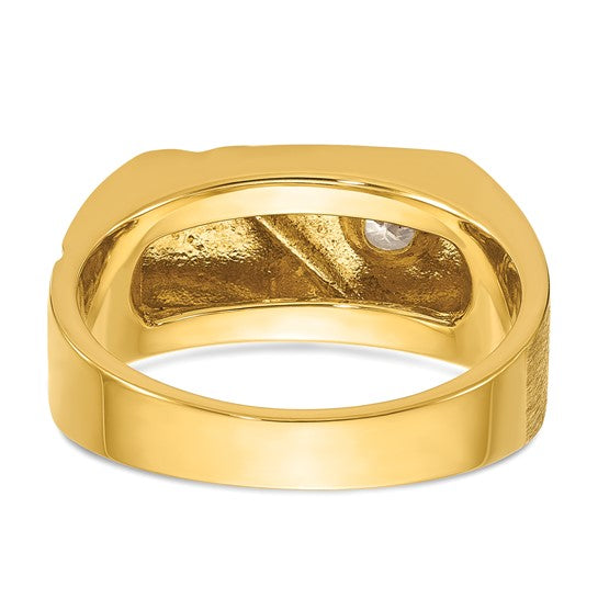 14k with Black Rhodium IBGoodman Men's Polished and Satin 1/4 carat Diamond Complete Ring