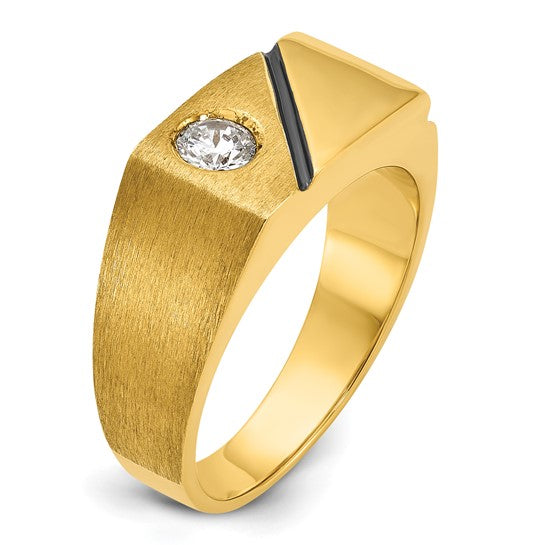 14k with Black Rhodium IBGoodman Men's Polished and Satin 1/4 carat Diamond Complete Ring