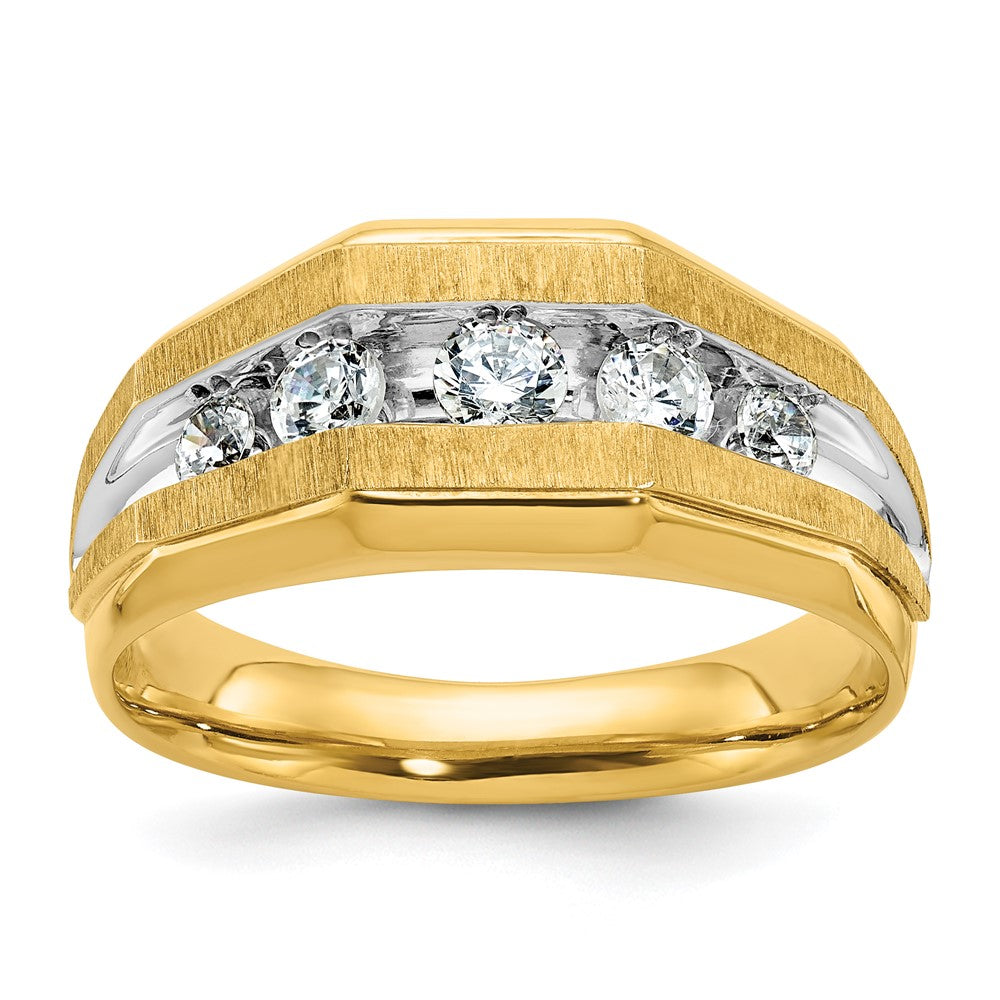 14k w/ White RH IBGoodman Men's Polished/Satin 5-Stone Diamond Ring