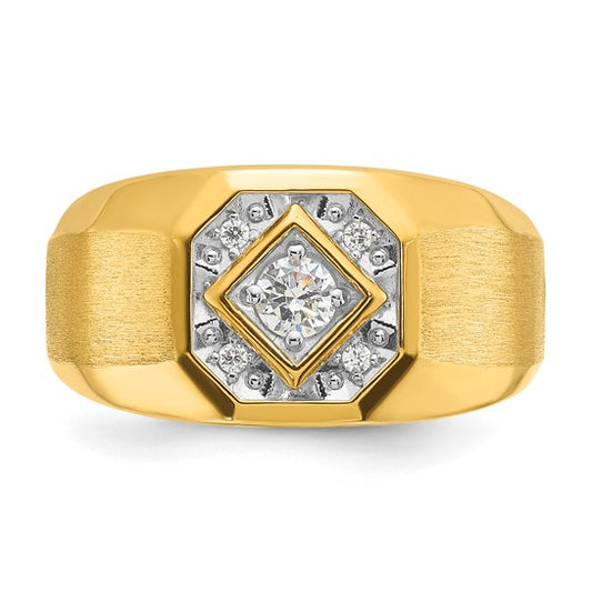 14k IBGoodman Men's Polished and Satin 1/6 carat Diamond Complete Ring