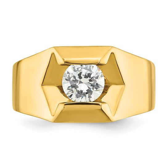 14k IBGoodman Men's Polished Complete Lab Grown Diamond Ring