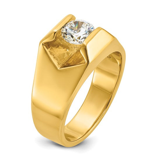 14k IBGoodman Men's Polished Complete Lab Grown Diamond Ring