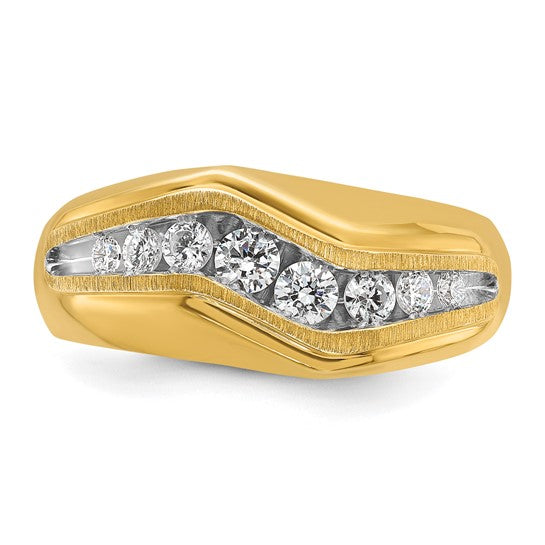 IBGoodman 14k with White Rhodium Men's Polished and Satin 1/2 Carat AA Quality Diamond Ring