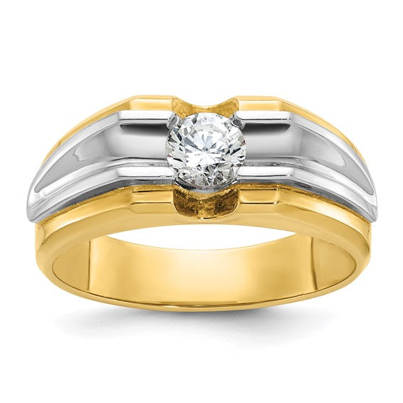 14k Two-tone IBGoodman Men's 1/2 carat Diamond Complete Ring