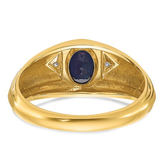 10k IBGoodman Men's Cr.Sapphire and Diamond Satin Complete Ring