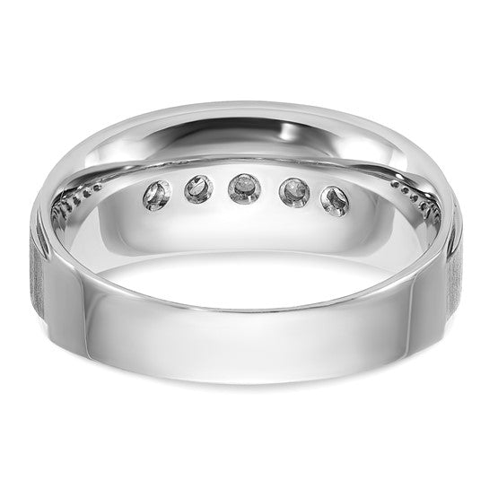 IBGoodman 14k White Gold Men's Polished and Brushed 5-Stone 1/2 Carat AA Quality Diamond Ring